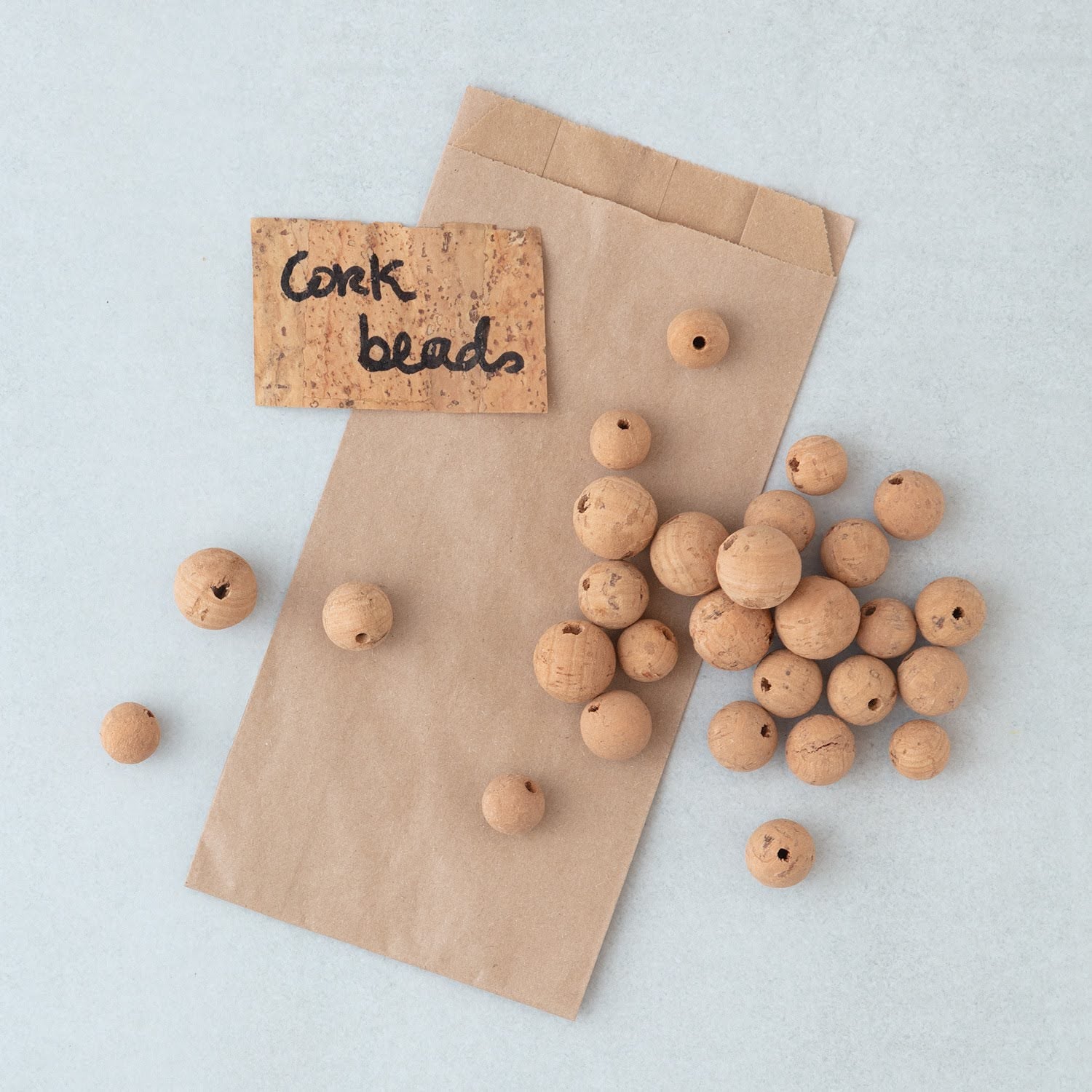 Natural round cork beads and balls | 14mm, 16mm or 19mm