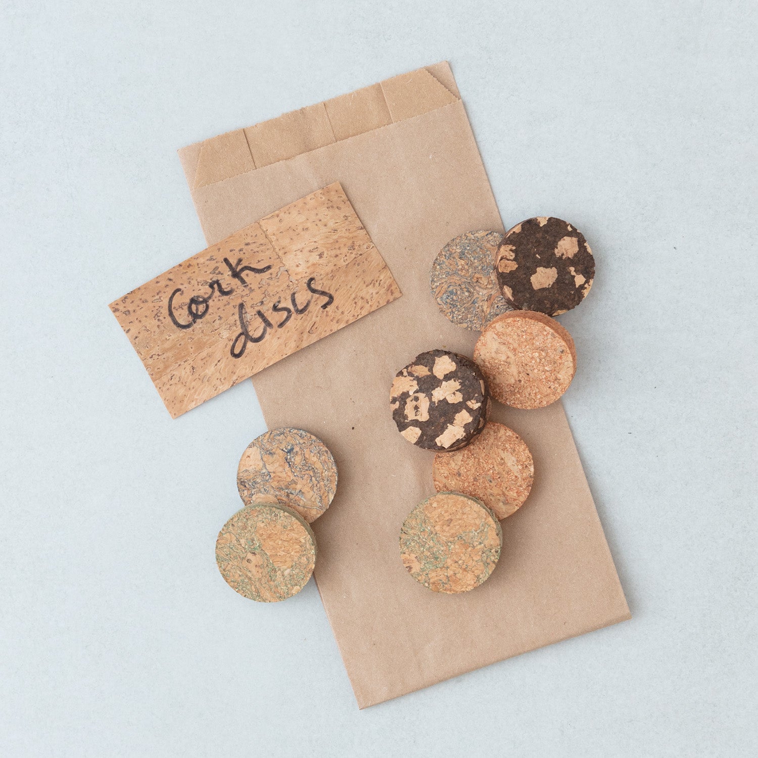 Colored cork discs