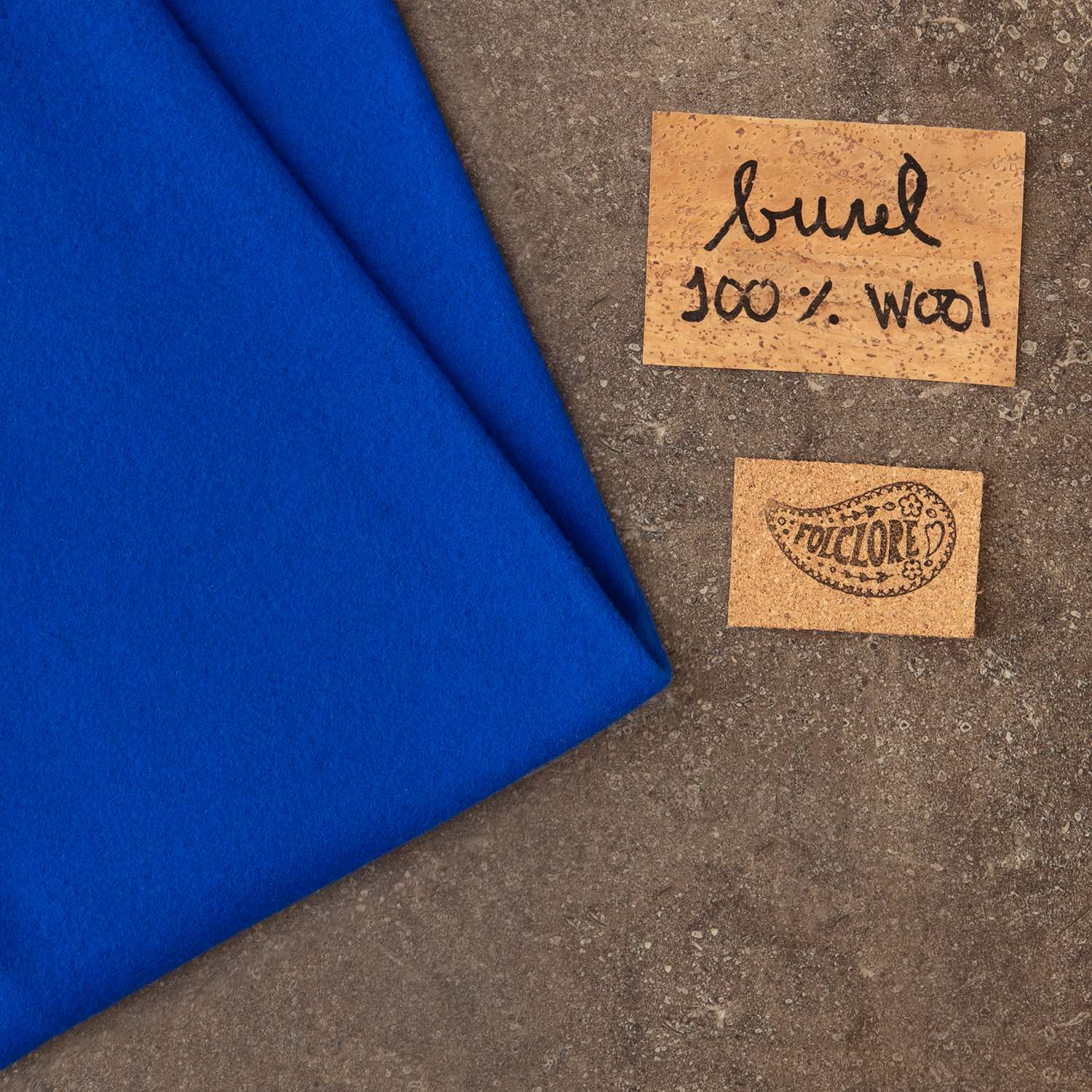 Porto blue coloured burel unique woven felted wool fabric