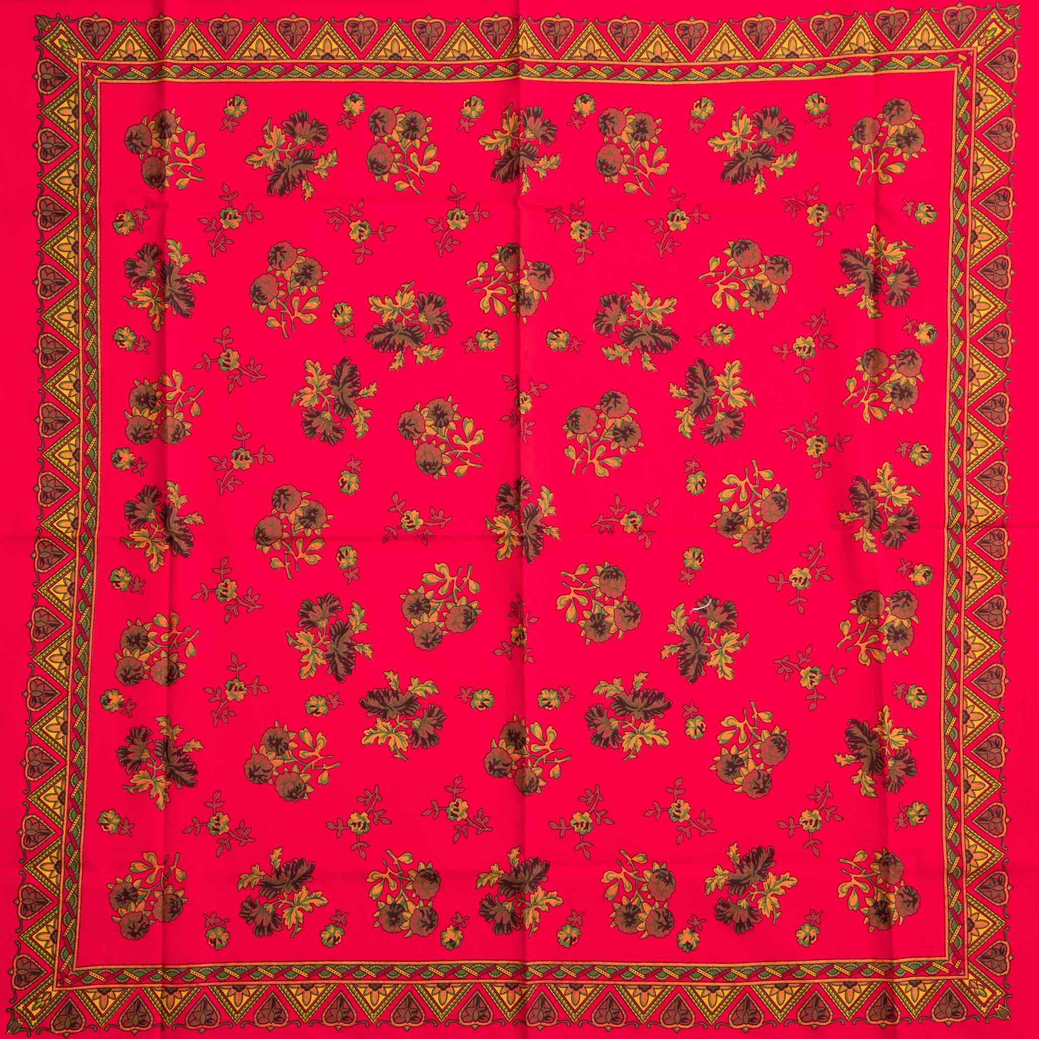 red and green traditional cotton folk fabric 