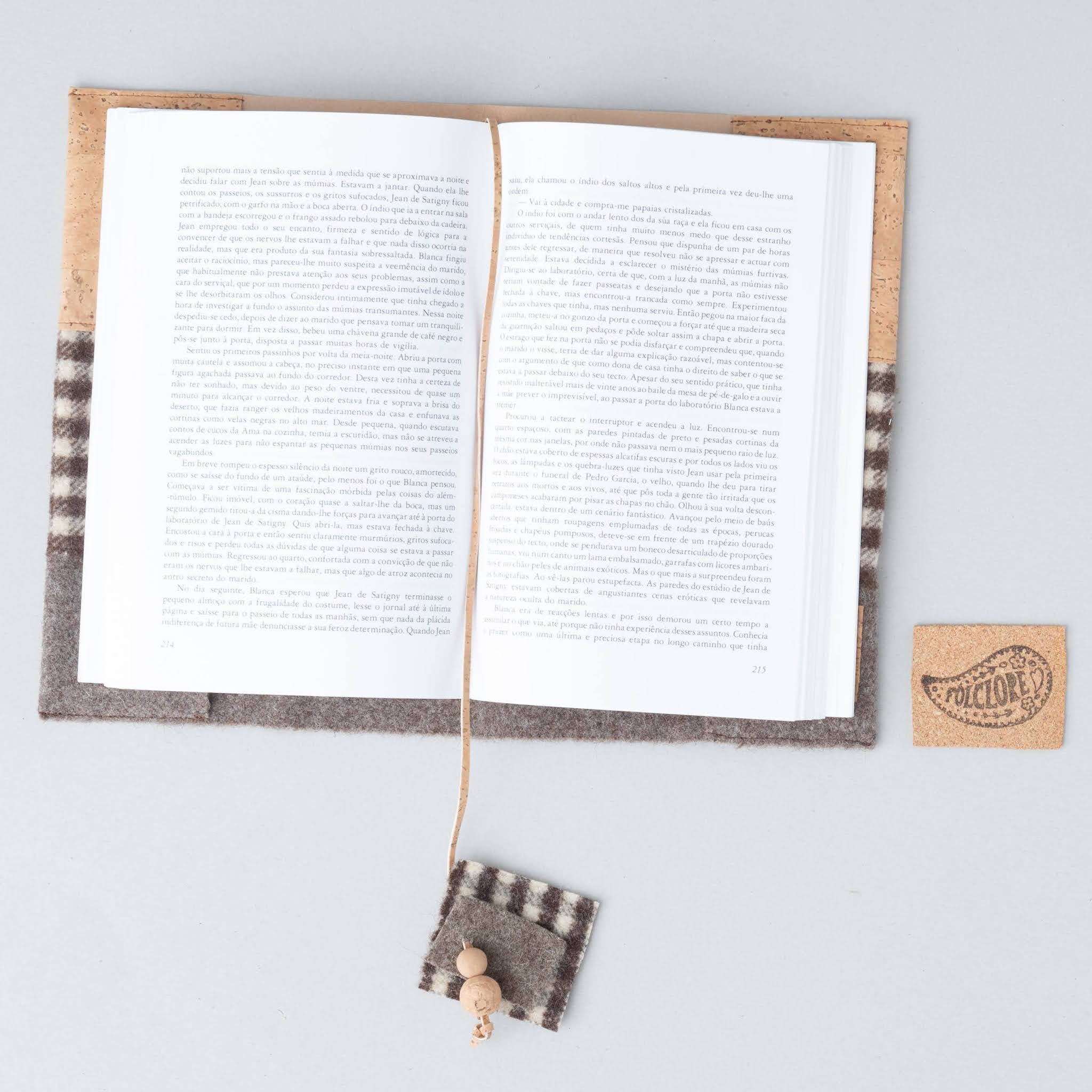 Handcrafted book accessory gift book cover with cork beads book marker