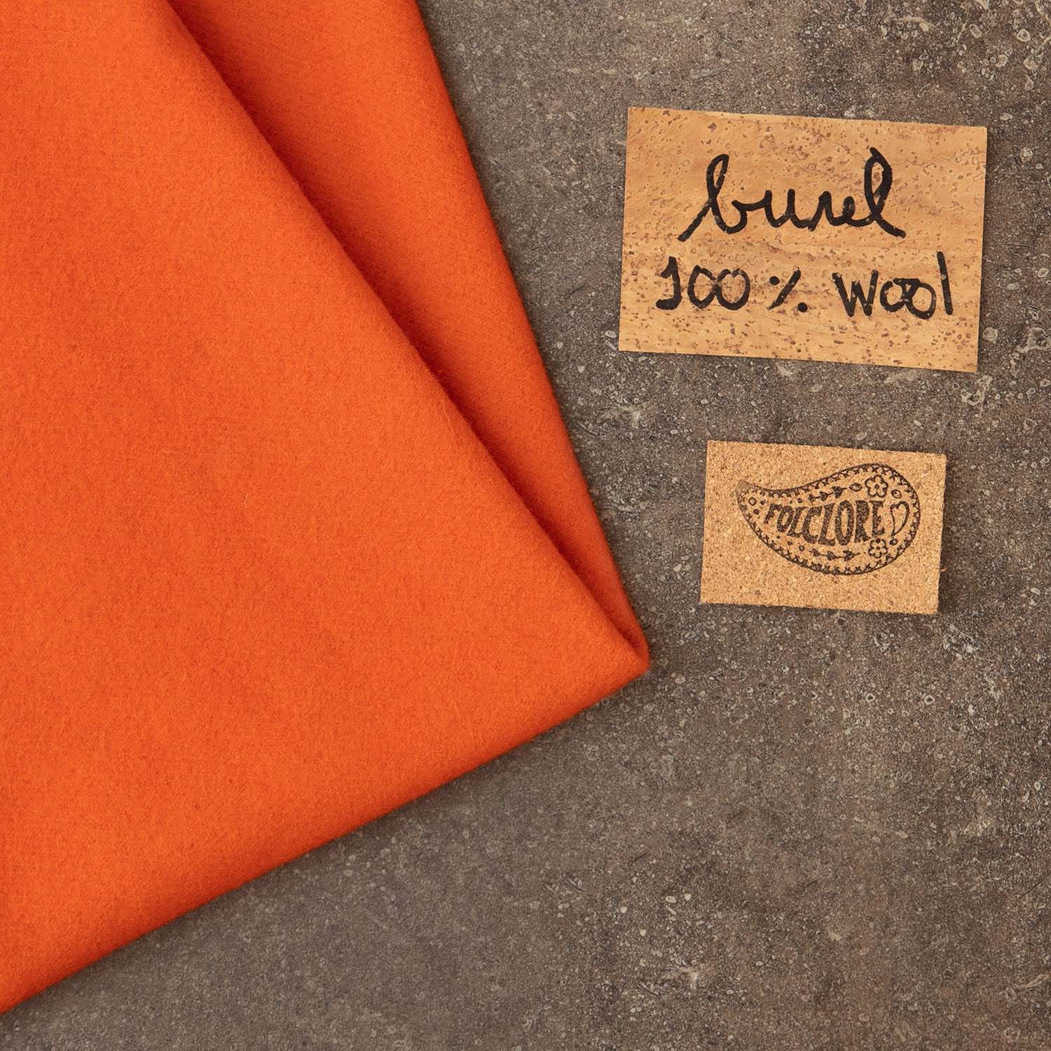 Unique orange earth wool fabric from Portugal