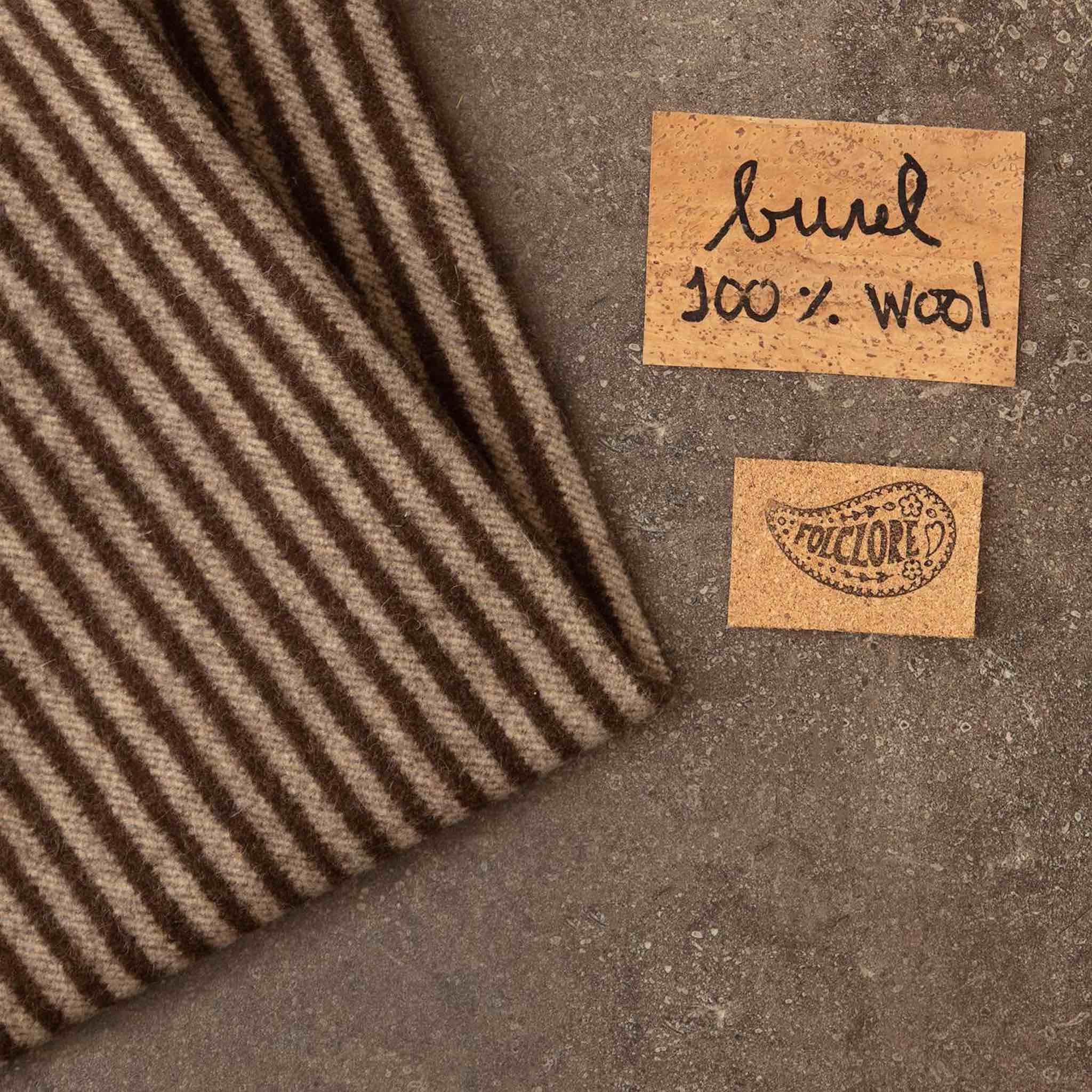 Boiled wool fabric striped in natural colours