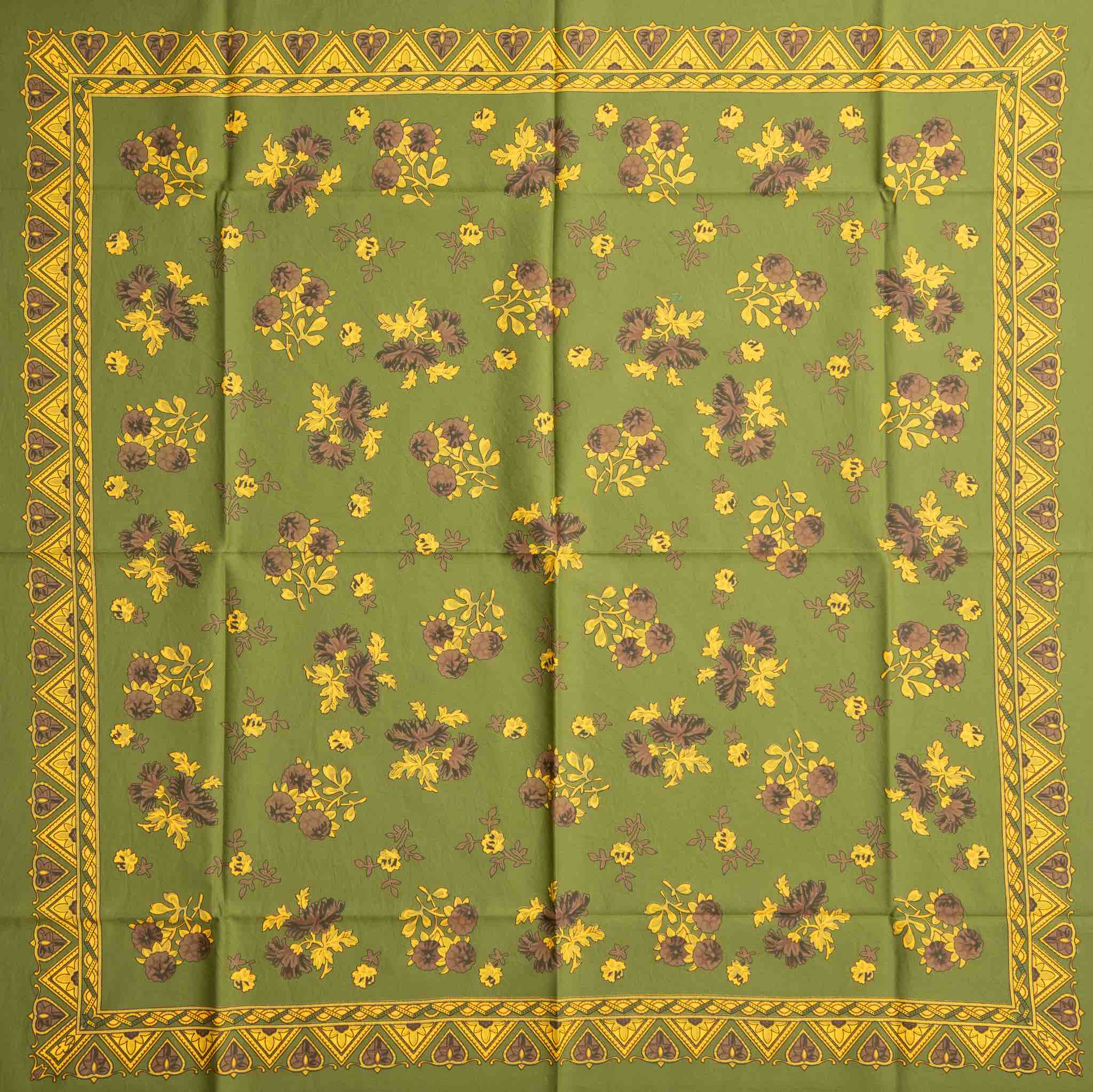 green and yellow cotton folk ethnic fabric  for shawls