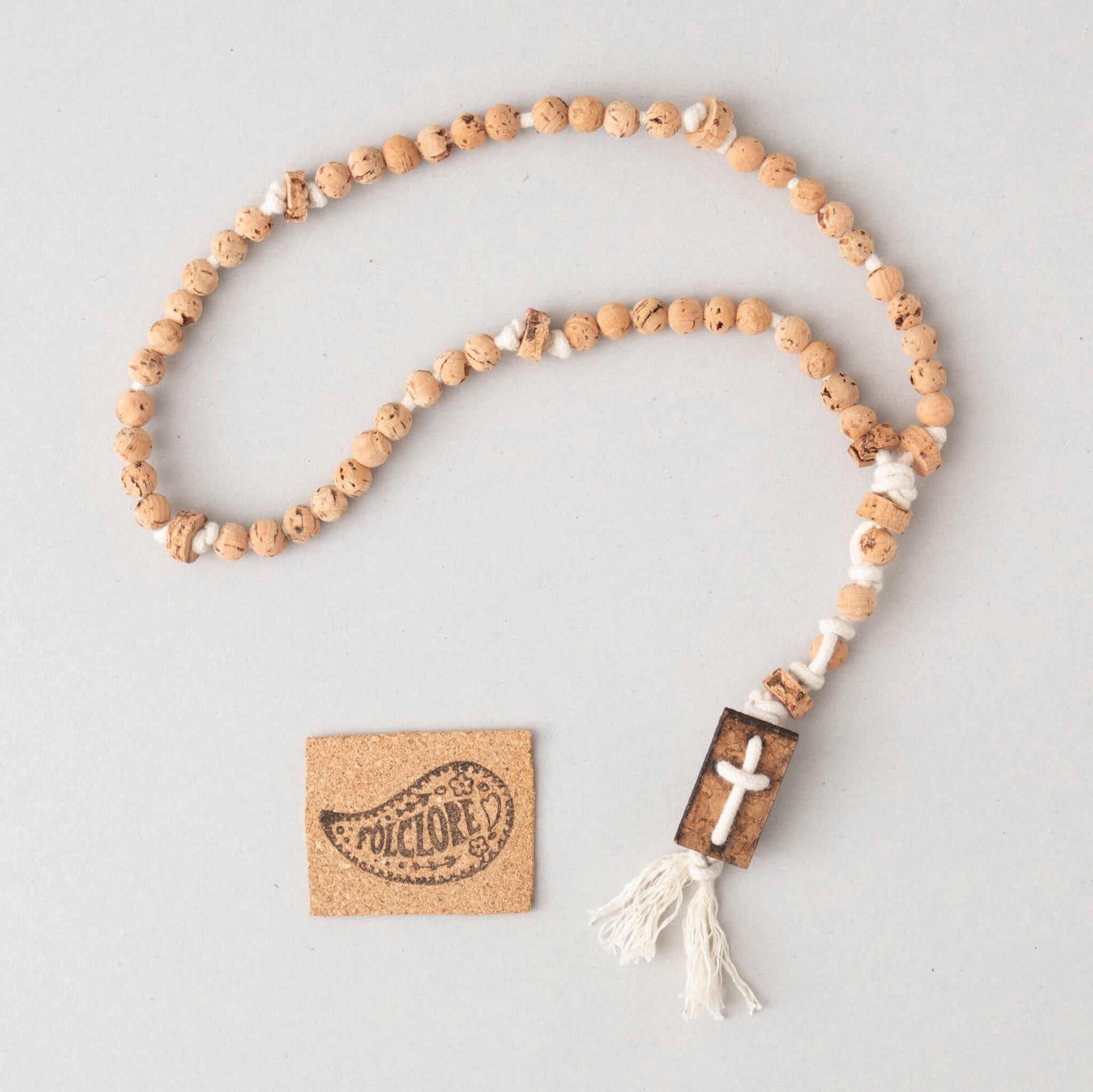 handcrafted beads cork rosary with unique cork cross