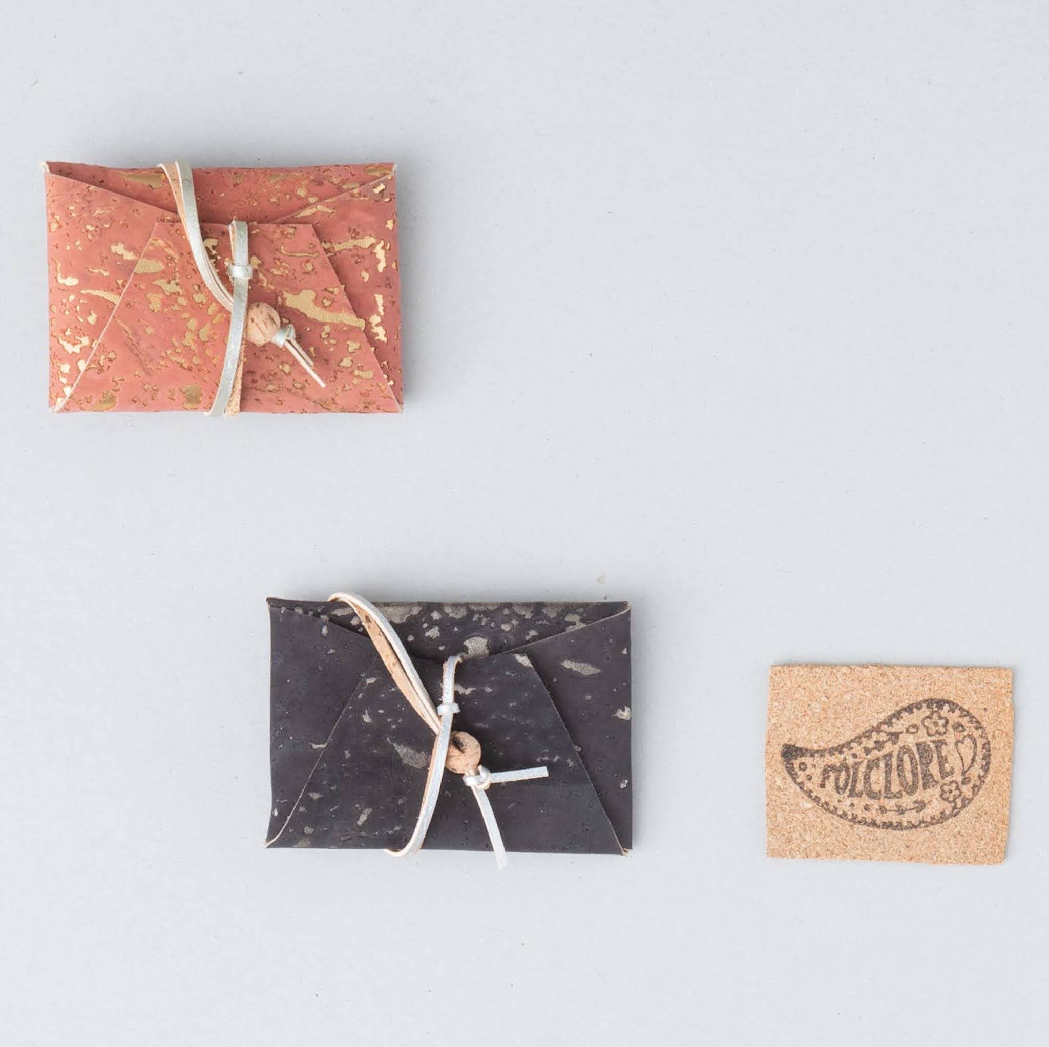 Metallic cork card wallet