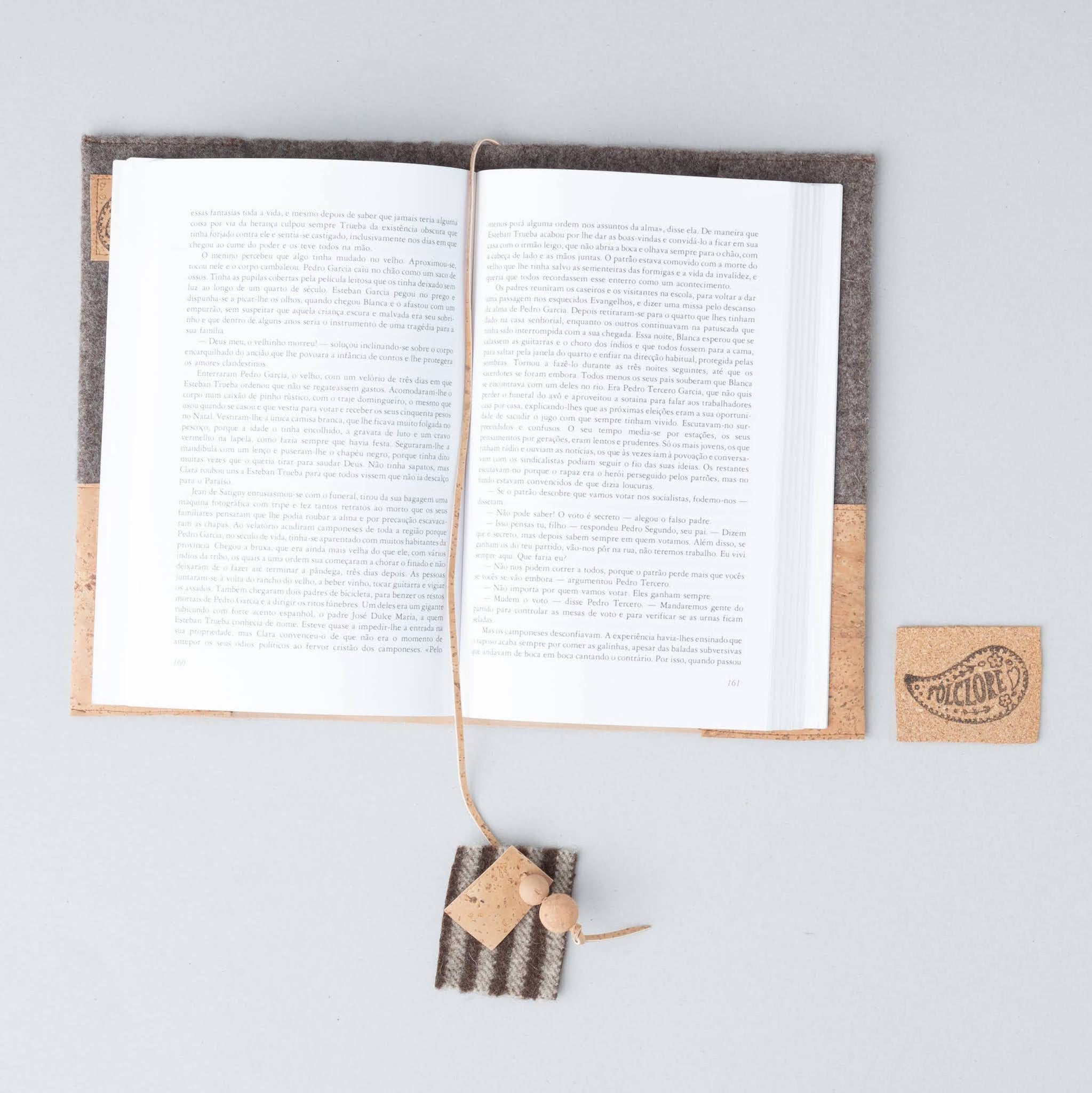 book lover gift cork and wool book cover and bookmark
