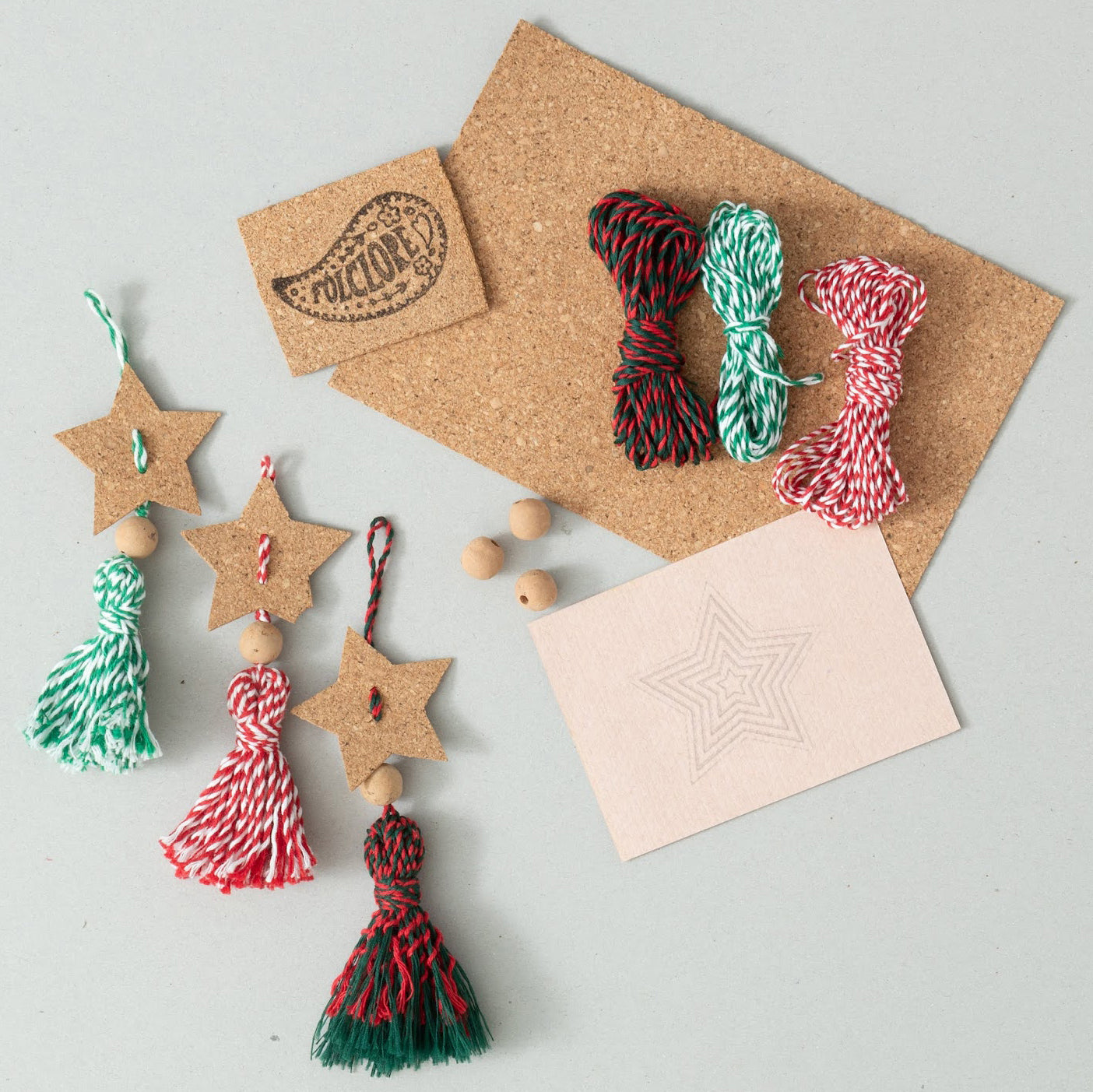 folclore crafts unique Christmas project make cork and twine bakers tassels