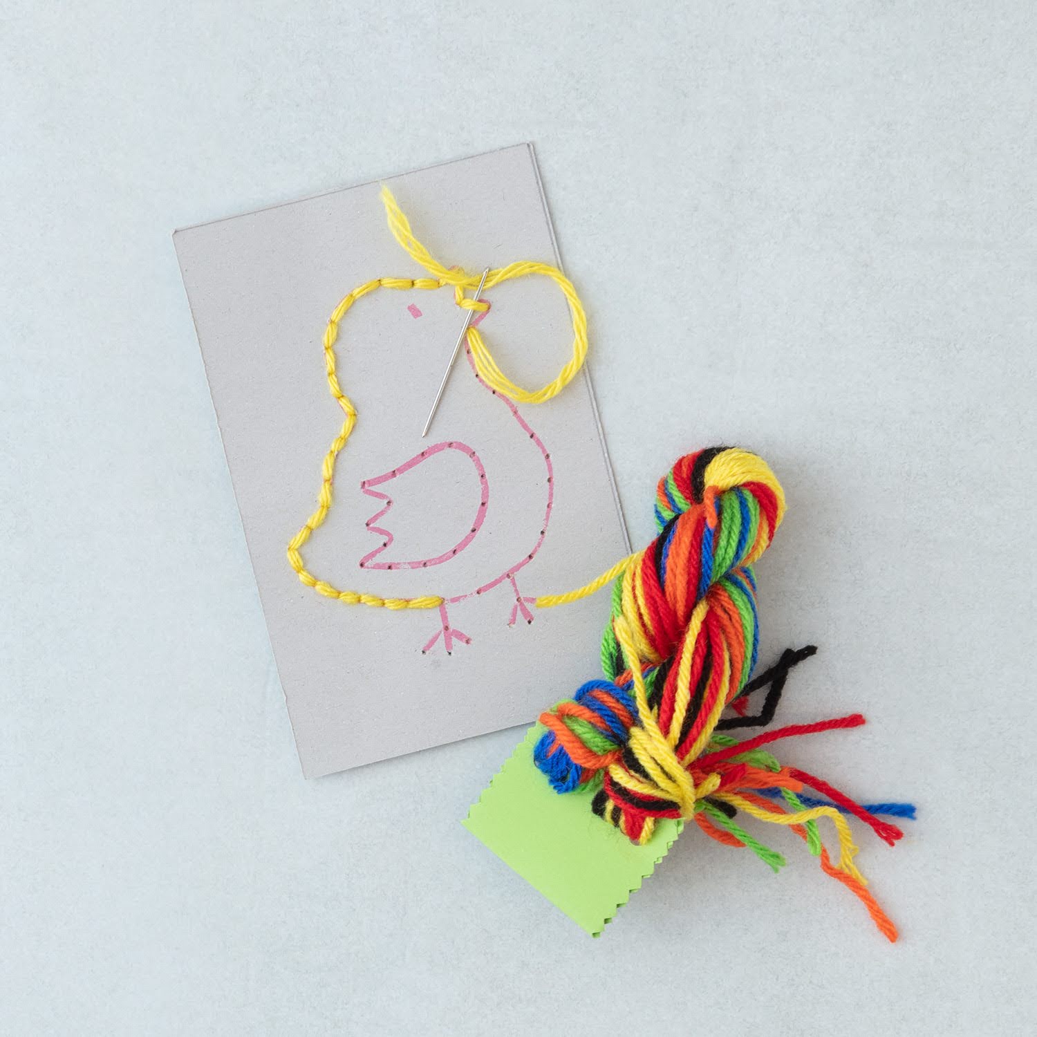 Lacing card embroidery kit for kids
