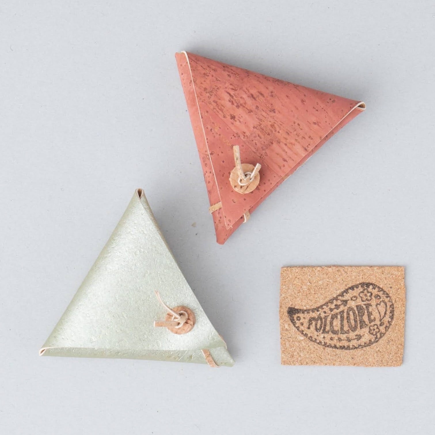 triangular cork leather coin purse wallet
