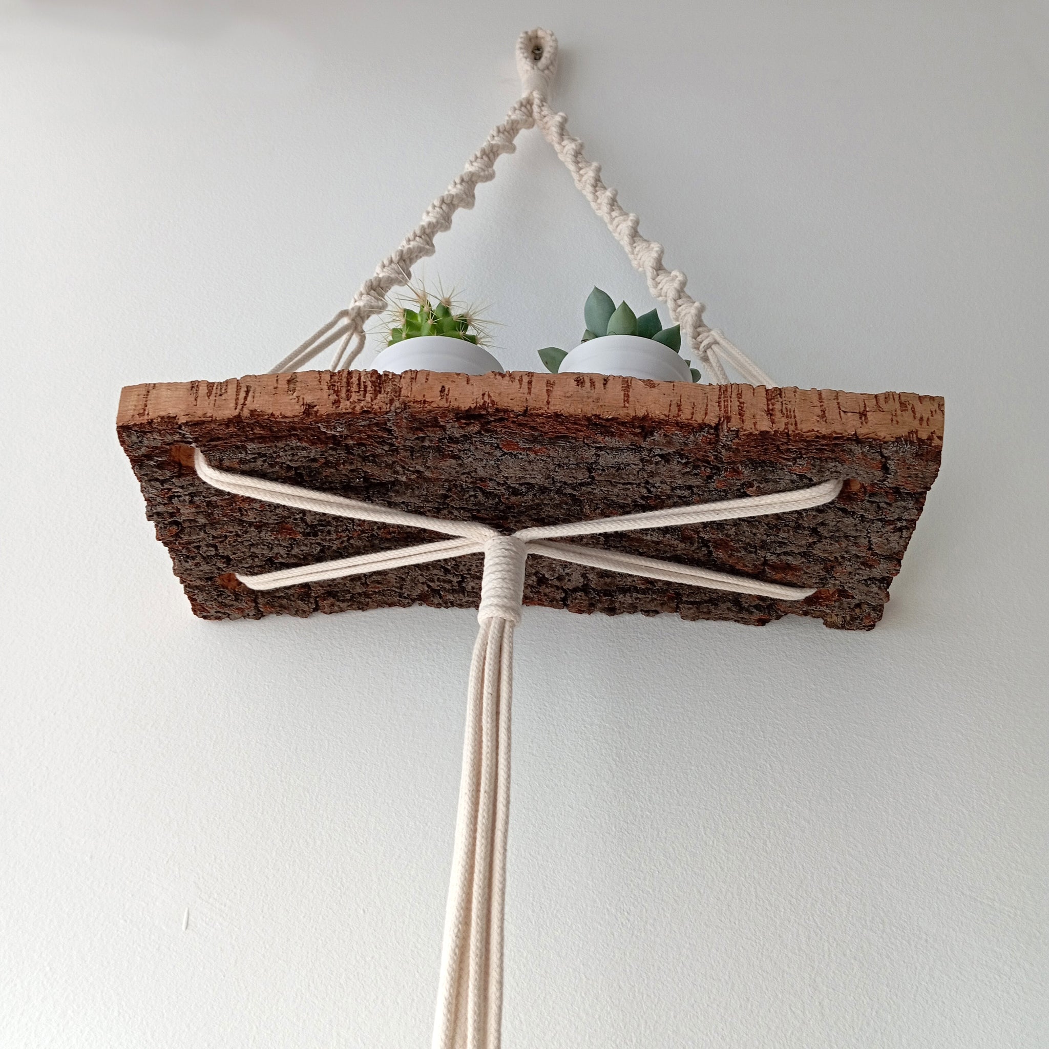 natural cork project with cotton macramé project