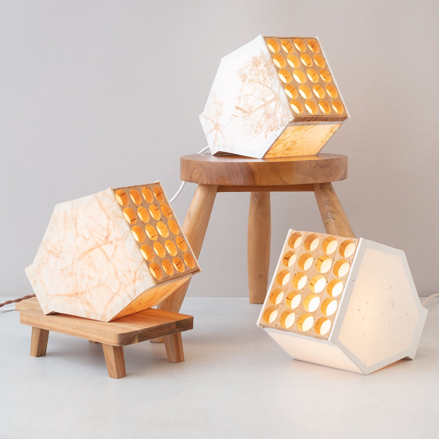 Cork and cotton paper table lamp