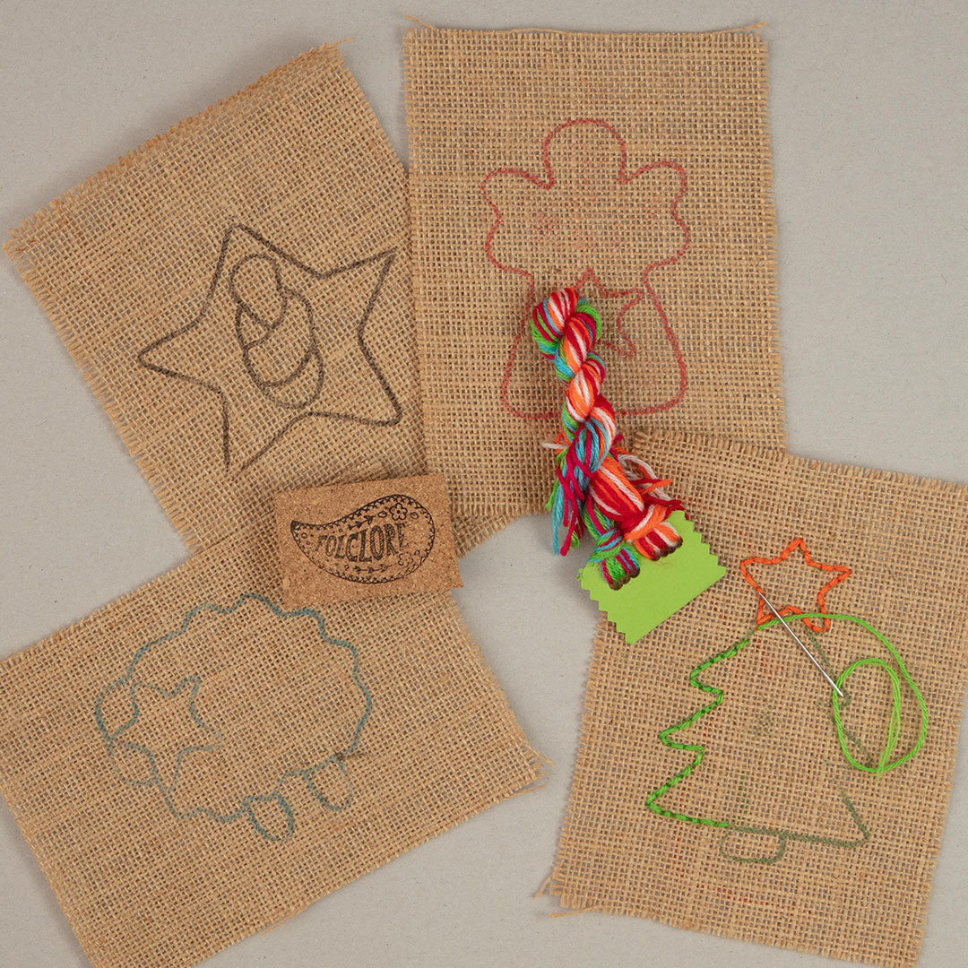 Burlap Embroidery Kit for beginners - Christmas